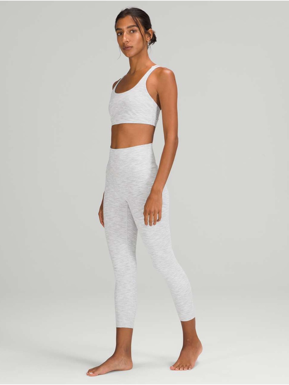Heathered Light Gray Seamless Sports High-Waist Leggings